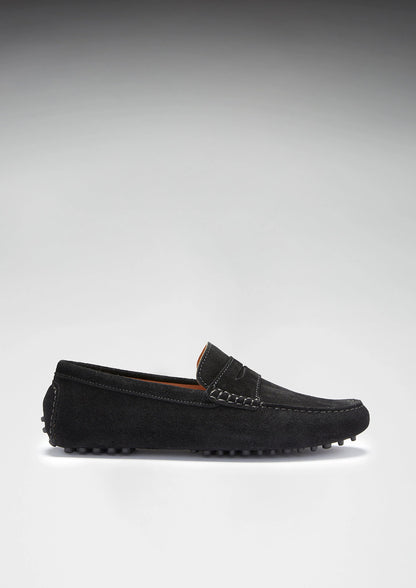 Hugs & Co Mens Penny Driving Loafers Black Suede UK 7-14 product image 3