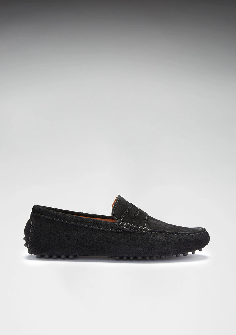 Hugs & Co Mens Penny Driving Loafers Black Suede UK 7-14 product image 3