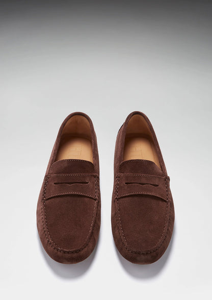 Hugs & Co Mens Brown Suede Penny Driving Loafers UK 7-14 product image 2