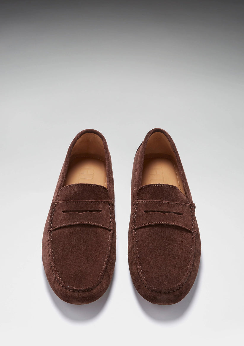 Hugs & Co Mens Brown Suede Penny Driving Loafers UK 7-14 product image 2