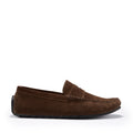 Tyre Sole Penny Driving Loafers, brown suede - QHA UK