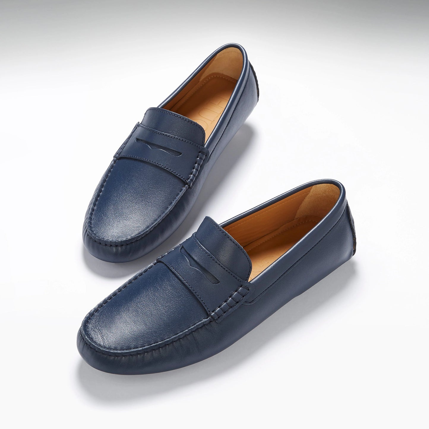 Hugs & Co Mens French Navy Full Grain Leather Penny Loafers UK 7-14 product image 7