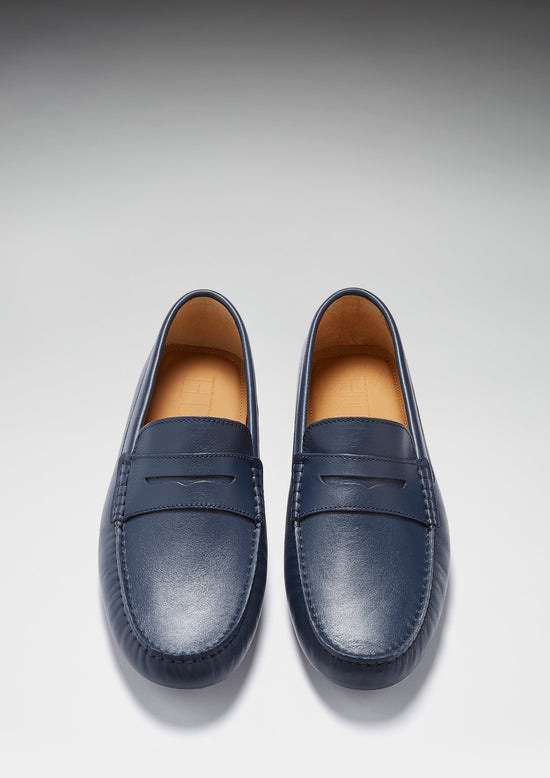 Penny Driving Loafers, french navy leather - QHA UK