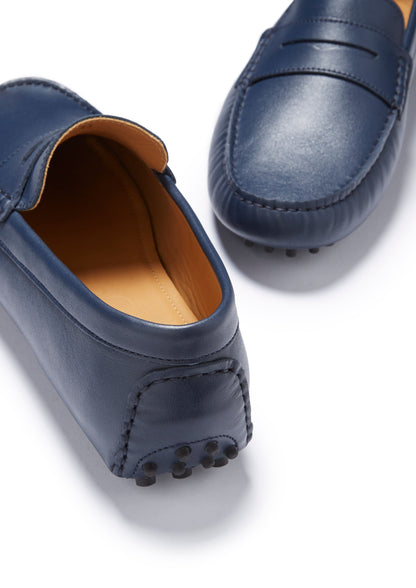 Hugs & Co Mens French Navy Full Grain Leather Penny Loafers UK 7-14 product image 6