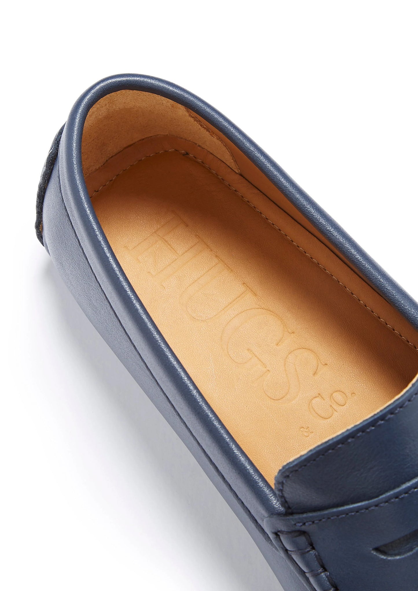 Hugs & Co Mens French Navy Full Grain Leather Penny Loafers UK 7-14 product image 5