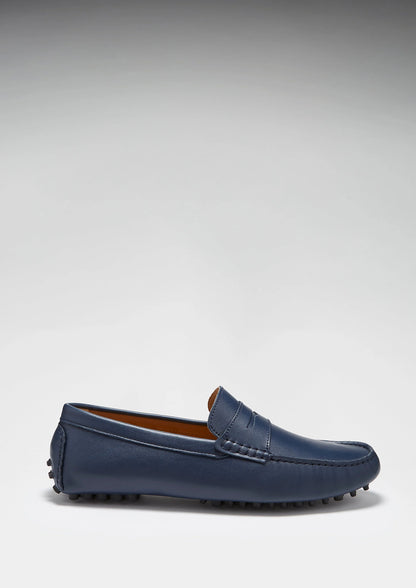 Hugs & Co Mens French Navy Full Grain Leather Penny Loafers UK 7-14 product image 8
