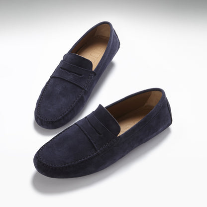 Hugs & Co Mens Navy Blue Suede Penny Driving Loafers Leather UK 7-14 product image 2