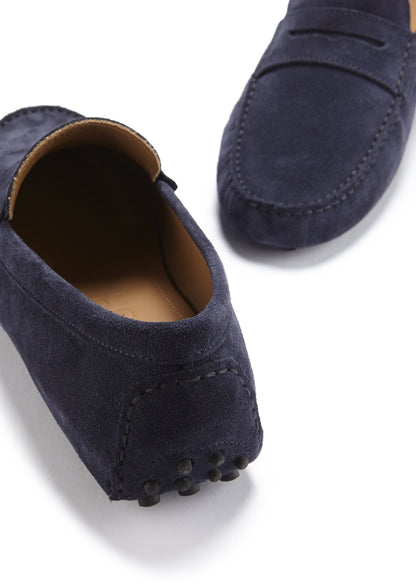 Hugs & Co Mens Navy Blue Suede Penny Driving Loafers Leather UK 7-14 product image 4