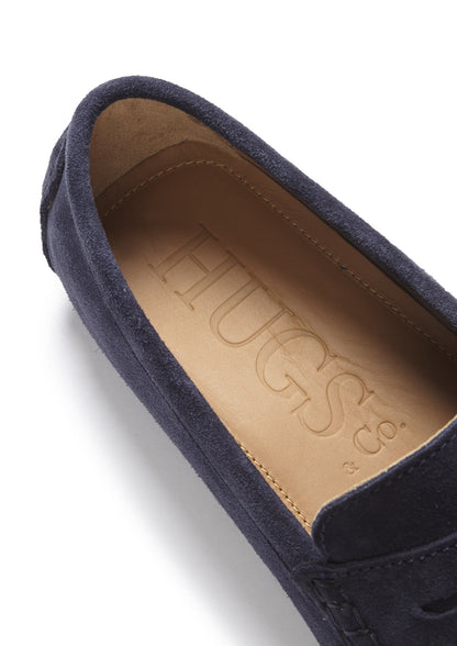 Hugs & Co Mens Navy Blue Suede Penny Driving Loafers Leather UK 7-14 product image 6