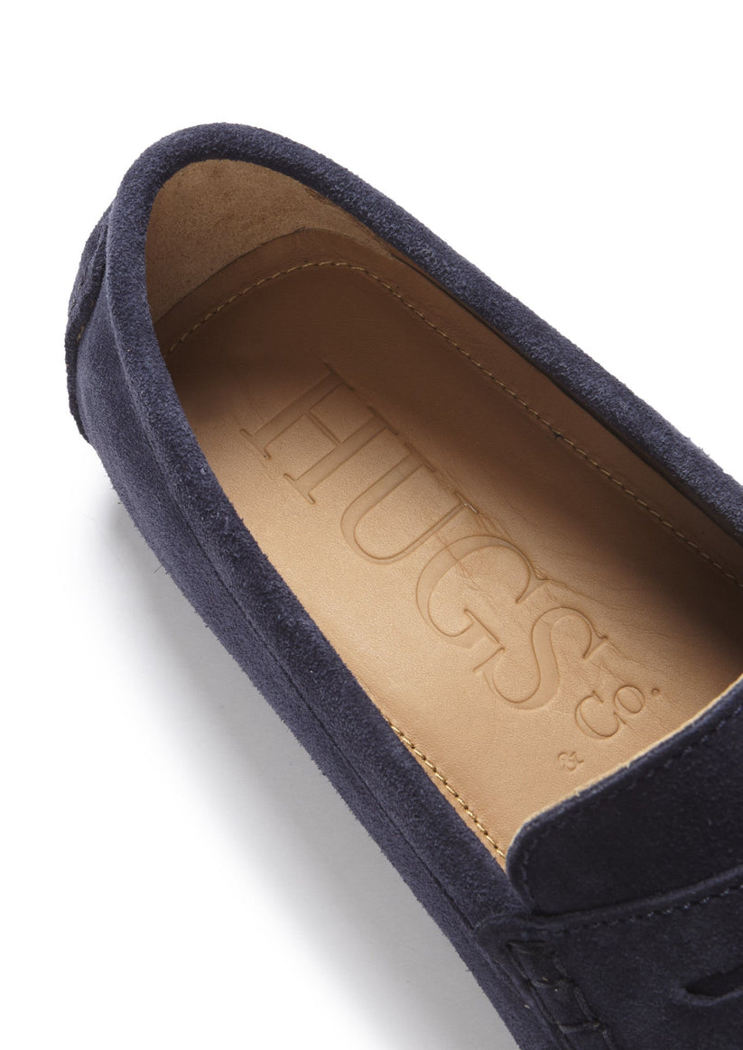 Hugs & Co Mens Navy Blue Suede Penny Driving Loafers Leather UK 7-14 product image 6