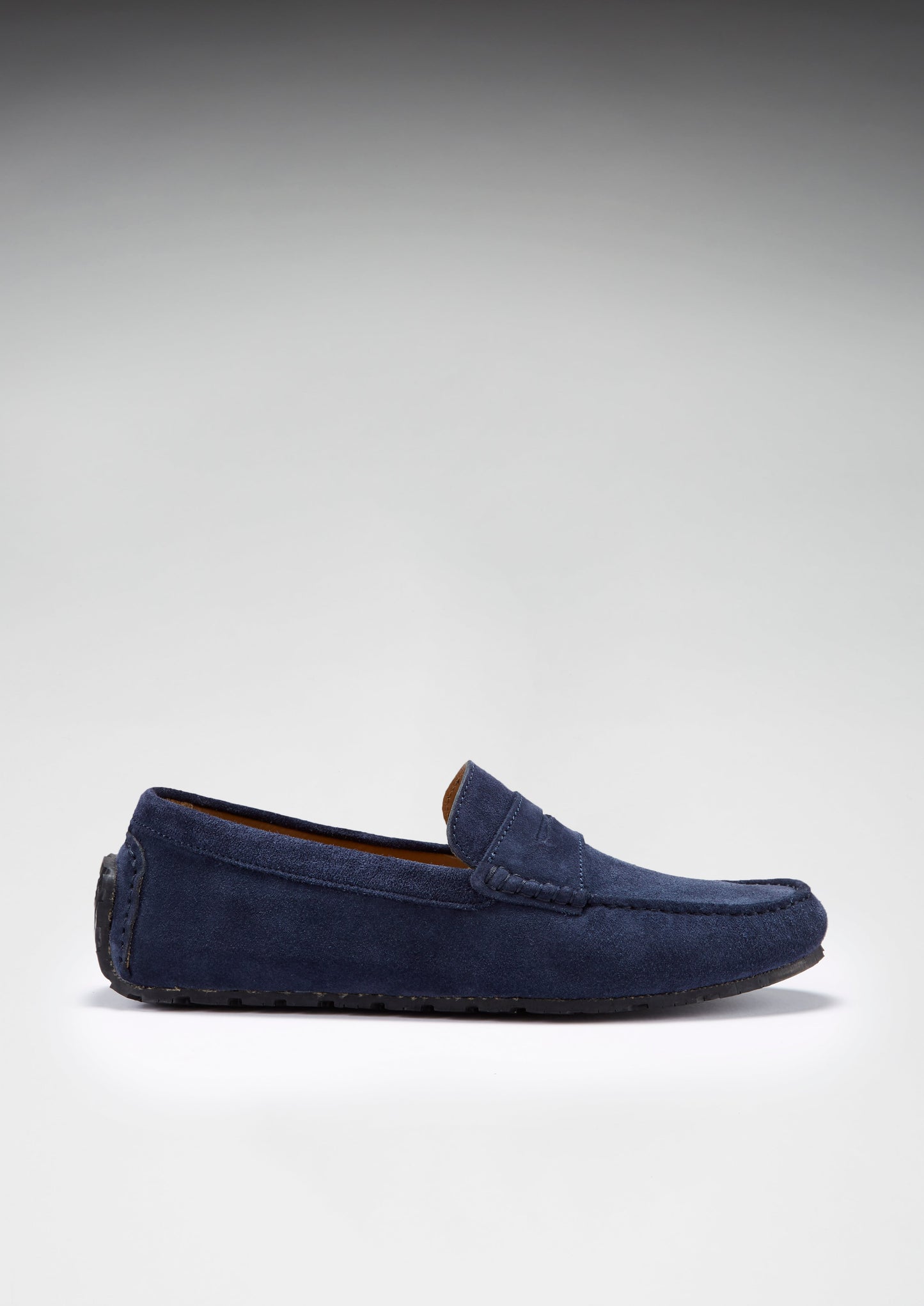 Mens Tyre Sole Penny Driving Loafers, navy blue suede - QHA UK