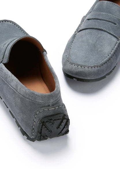 Hugs & Co Mens Ts1 Slate Grey Italian Suede Tyre Sole Loafers UK 7-14 product image 5