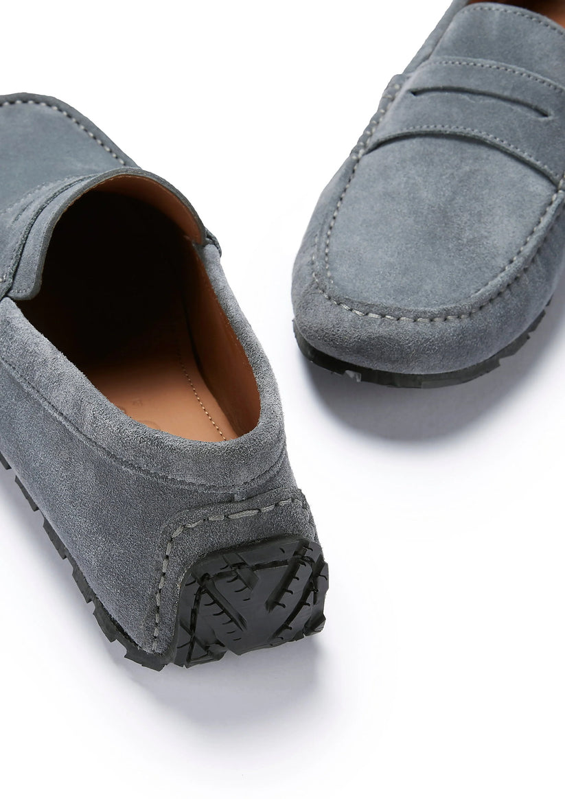 Hugs & Co Mens Ts1 Slate Grey Italian Suede Tyre Sole Loafers UK 7-14 product image 5