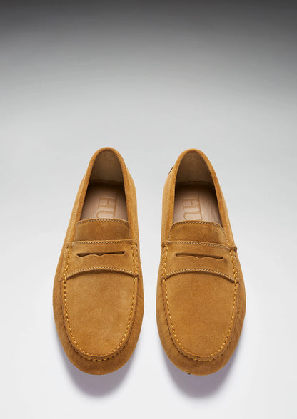 Hugs & Co Mens Tobacco Italian Suede Penny Loafers UK 7-14 product image 3