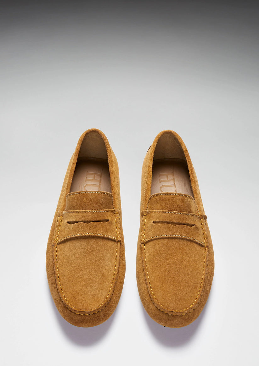 Hugs & Co Mens Tobacco Italian Suede Penny Loafers UK 7-14 product image 3