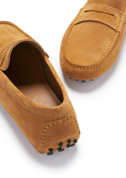 Hugs & Co Mens Tobacco Italian Suede Penny Loafers UK 7-14 product image 4