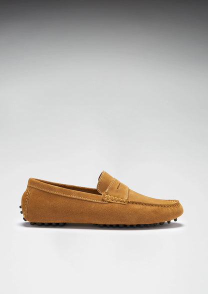Hugs & Co Mens Tobacco Italian Suede Penny Loafers UK 7-14 product image 5