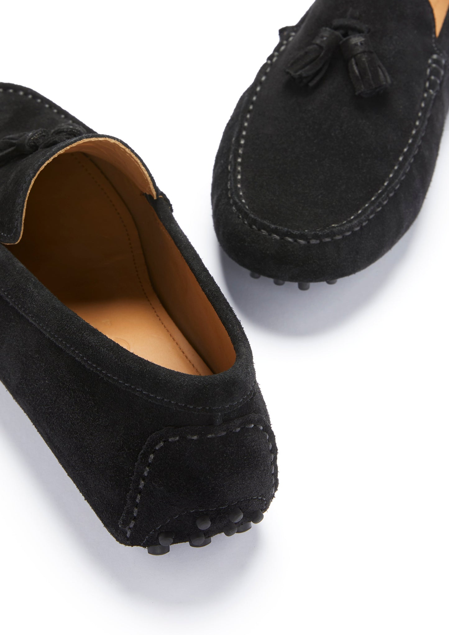 Tasselled Driving Loafers, black suede - QHA UK