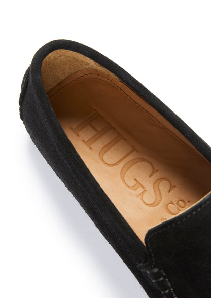 Tasselled Driving Loafers, black suede - QHA UK