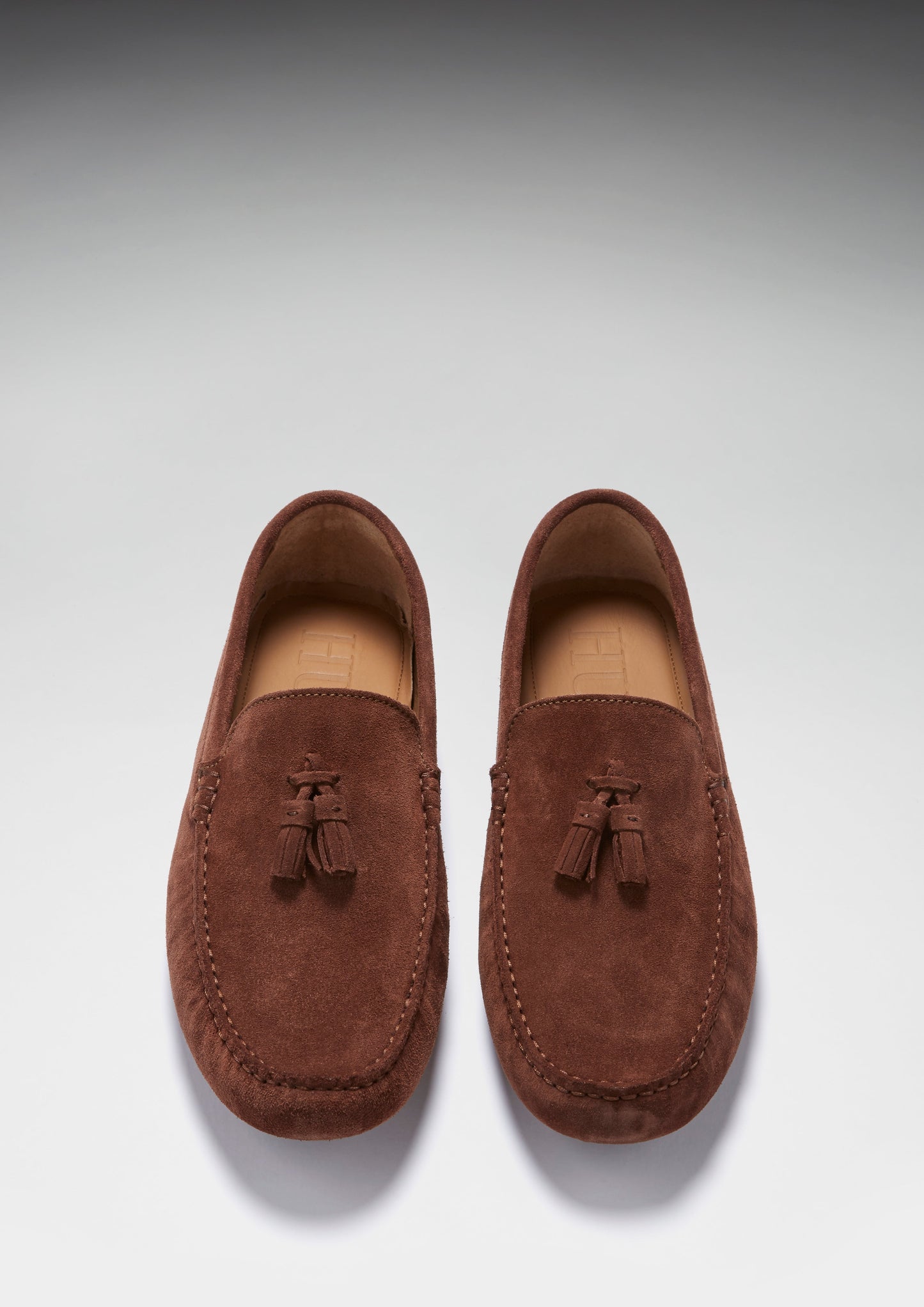 Tasselled Driving Loafers, mahogany brown suede - QHA UK