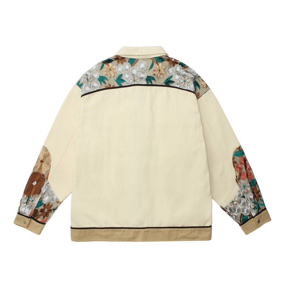 Unisex Stitching Lace Coat – Casual Khaki Jacket for Youth