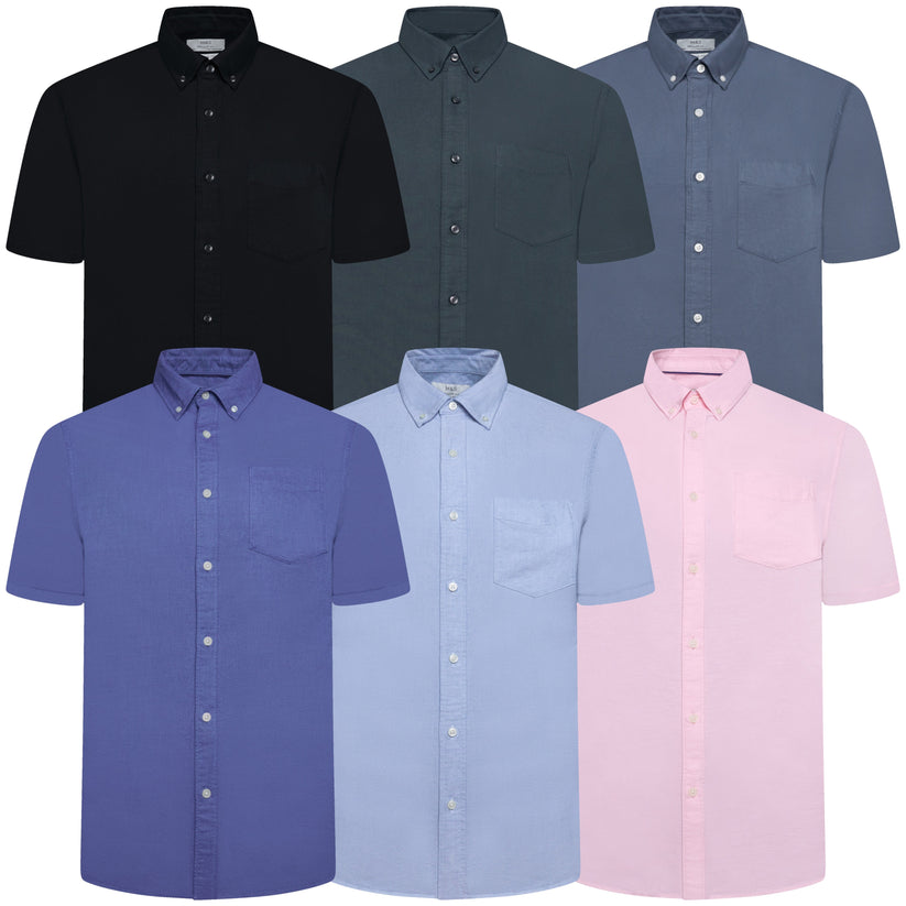 M&S Ultimate Pure Cotton Oxford Shirt Mens Short Sleeve S-4XL - QHA UK