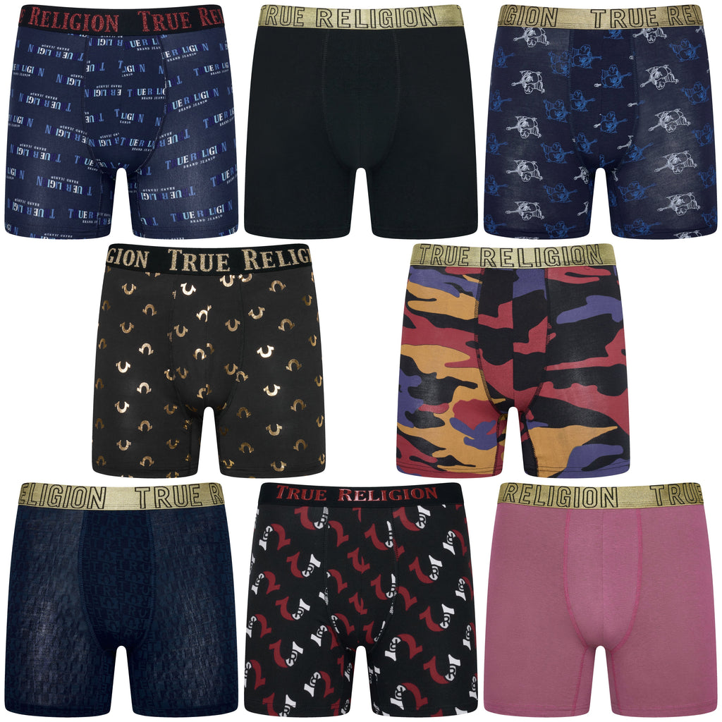 True Religion Men's 4 Pack Fly Front Boxer Briefs Cotton Stretch S–XL Random