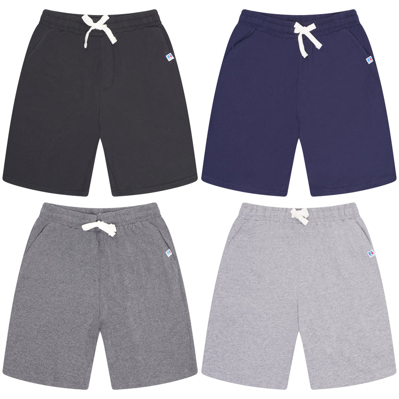 Russell Athletic Men's Jersey Shorts Gym Casual Cotton Elastic Waist - QHA UK