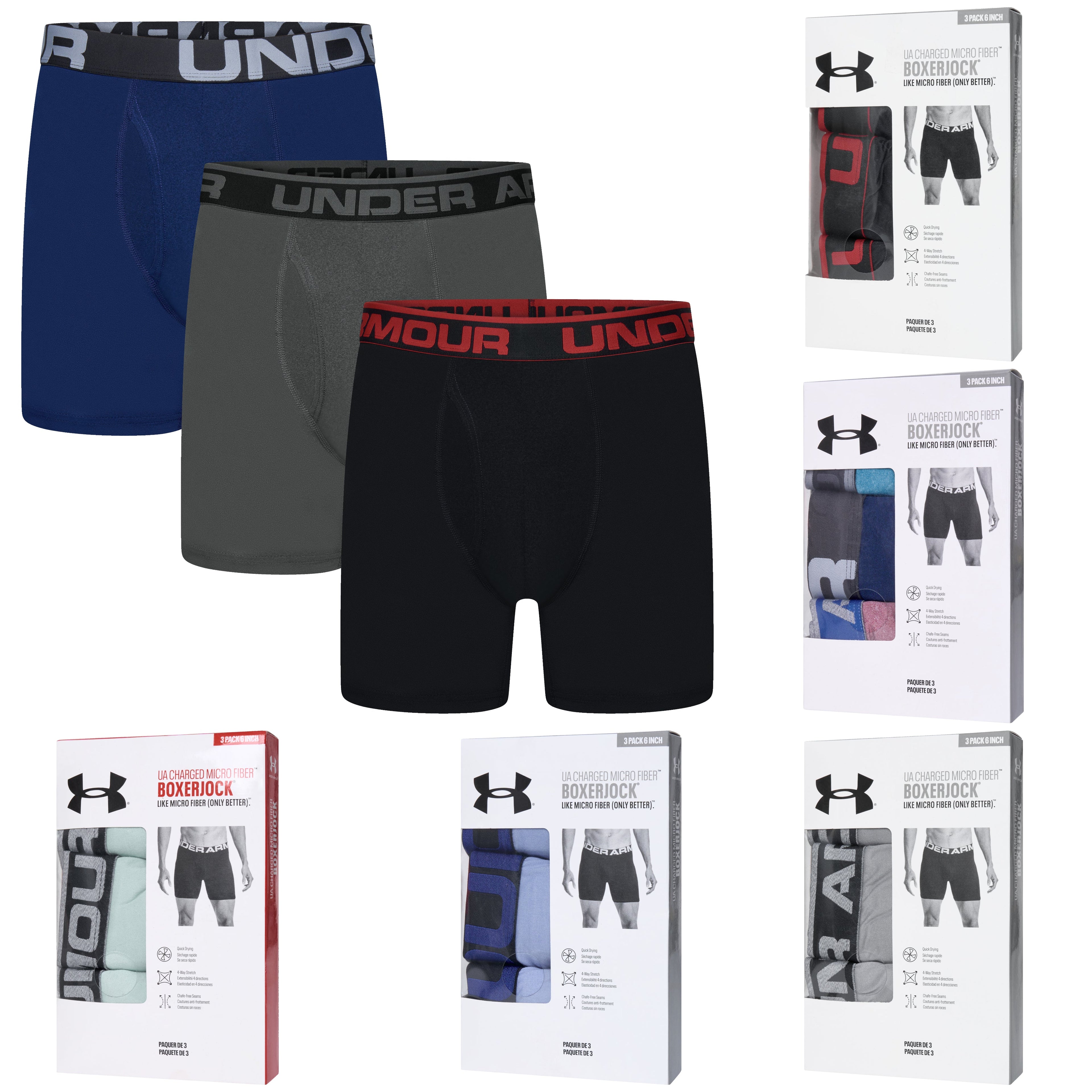 Under Armour 6" Charged Micro Fiber 3 Pack Boxerjocks