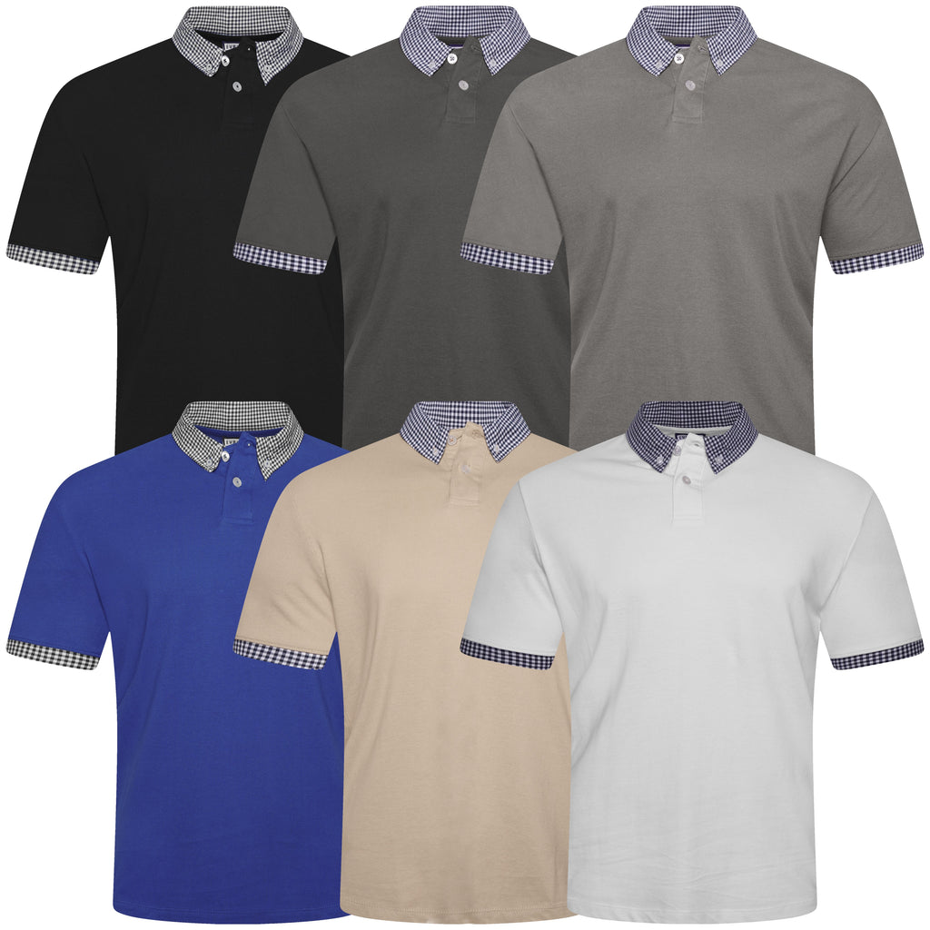 Evryone Check Collar Short Sleeve Polo Shirt