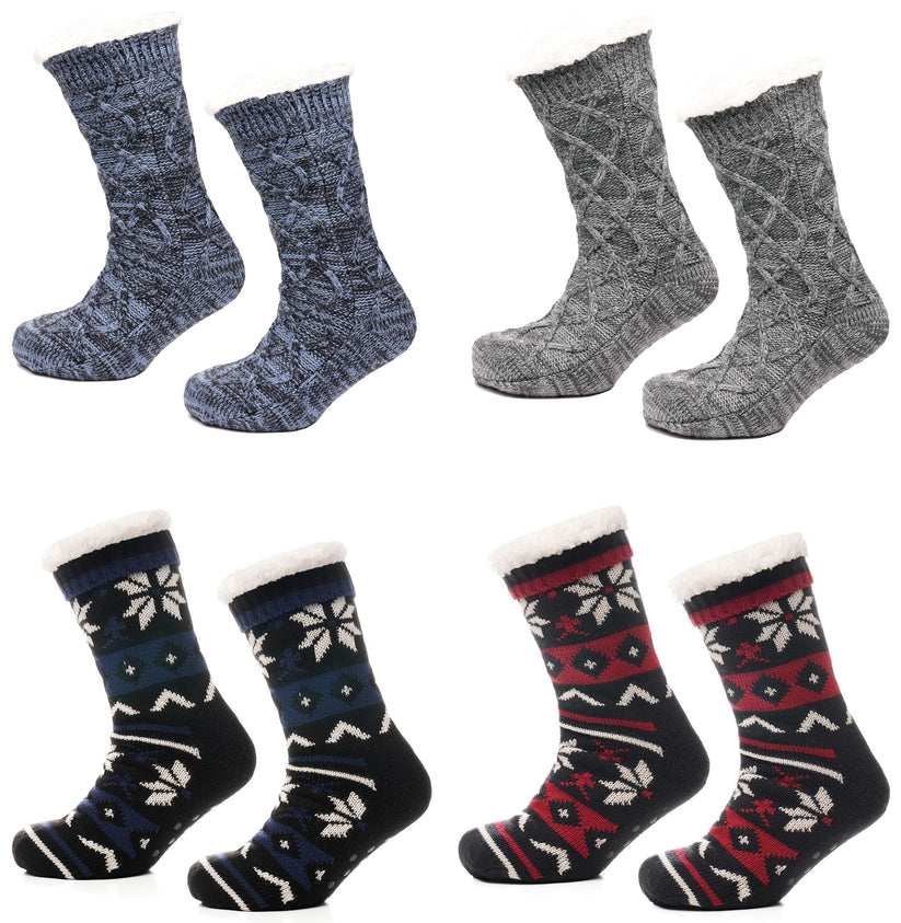 Tom Franks 1 Pair Chunky Knit Sherpa Slipper Socks - QHA UK