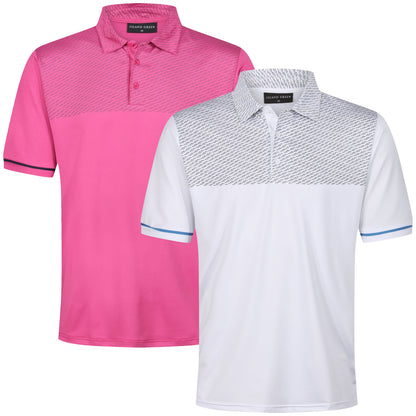 Island Green Golf Polo Shirt Mens Stretch Breathable Dash Print Casual - QHA UK