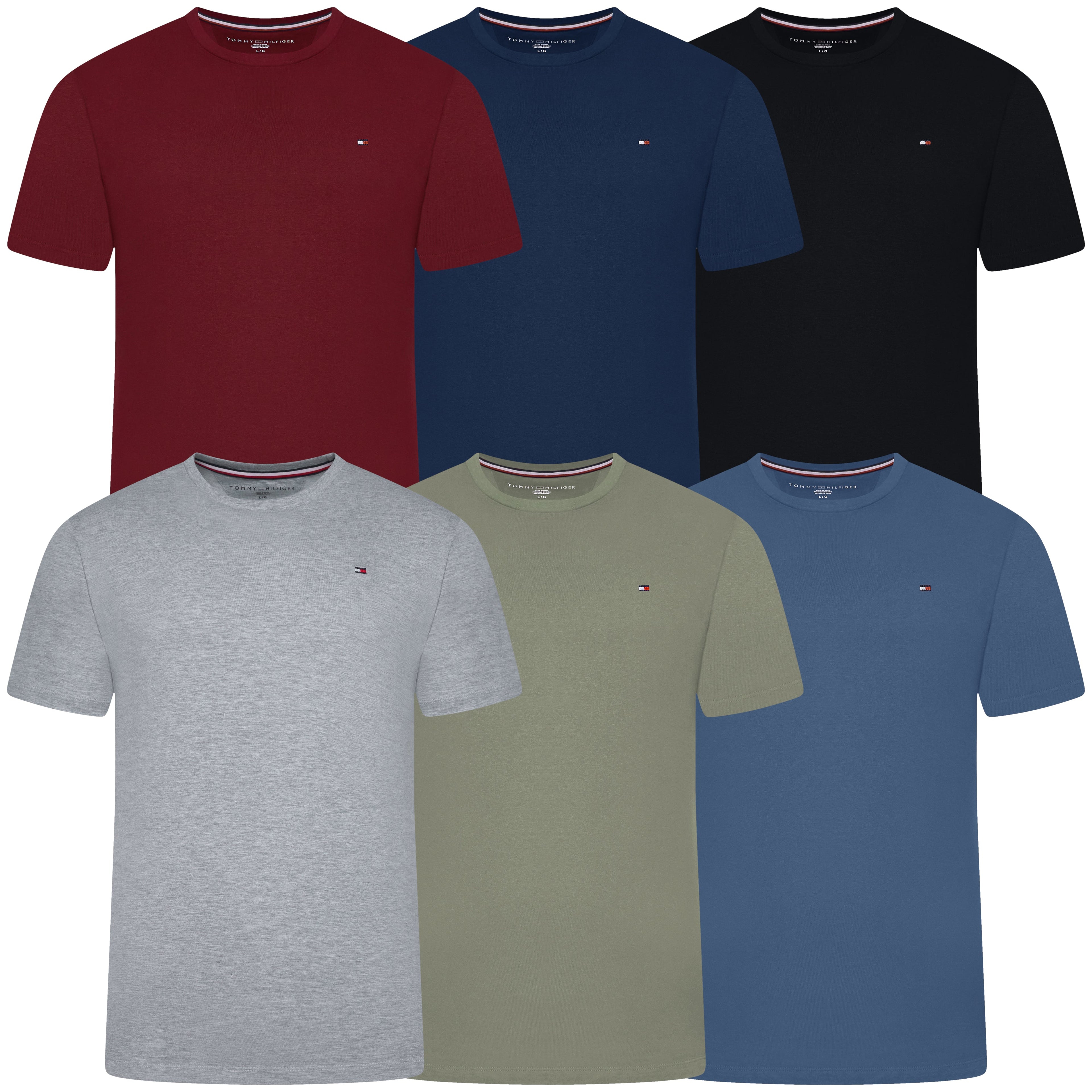 Tommy Hilfiger Mens Flag Embroidered Cotton Crew Neck T-Shirt S-2XL