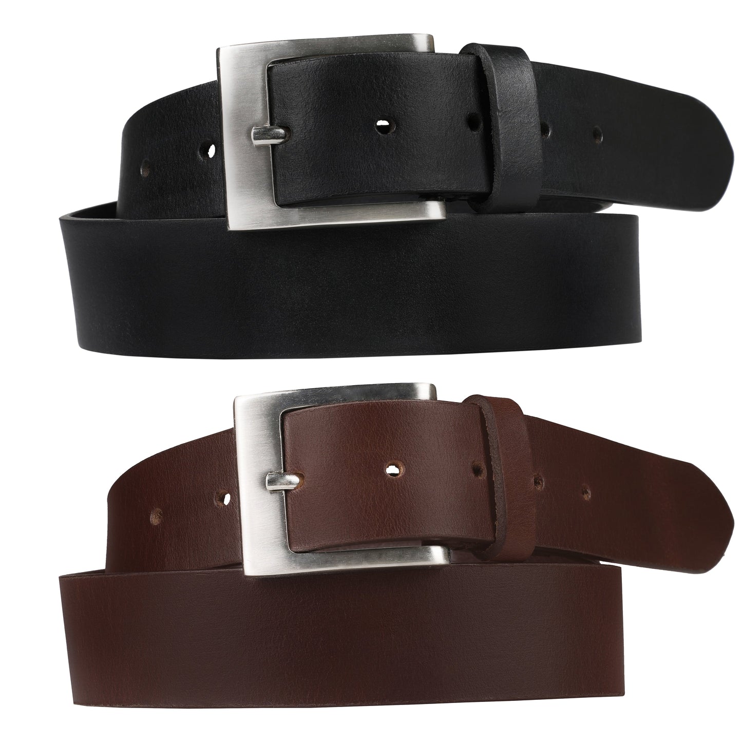Outback Unisex Full Grain Leather Belt Square Buckle Stainless Steel Casual - QHA UK