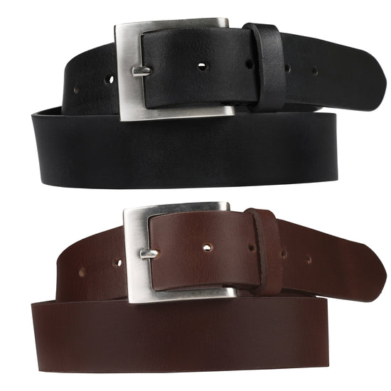 Outback Unisex Full Grain Leather Belt Square Buckle Stainless Steel Casual - QHA UK