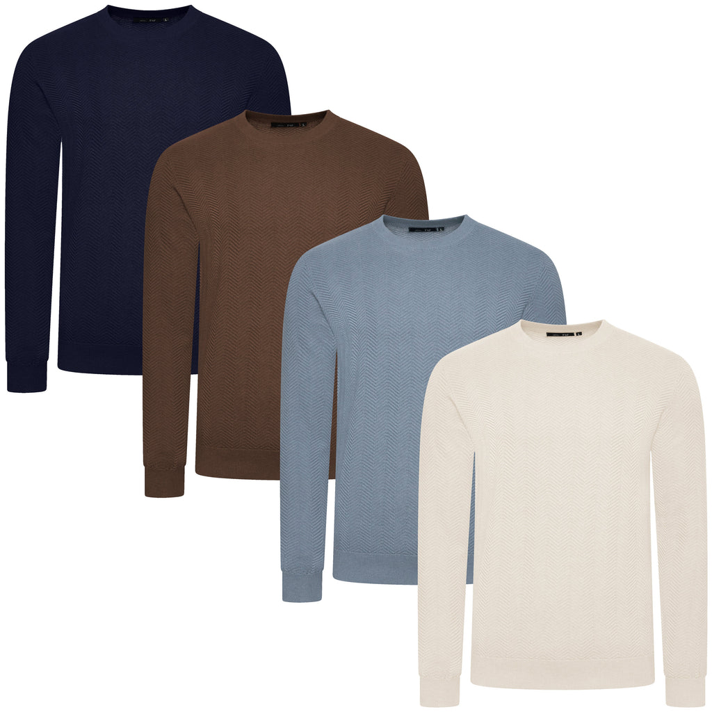 Four long-sleeve shirts in navy, brown, blue, and beige on a white background