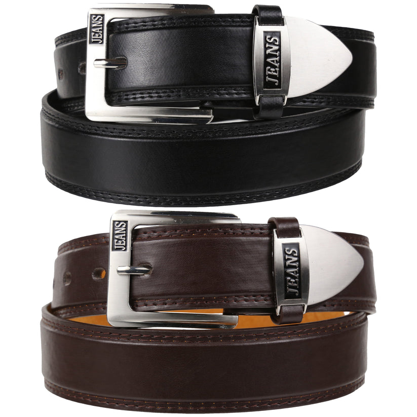 Forest Mens 1.5" Bonded Leather Jeans Belt Casual Work Buckle MB7001 - QHA UK