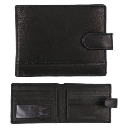 Mens Genuine Leather Wallet RFID Blocking Bifold Coin Pocket Card Holder Black - QHA UK