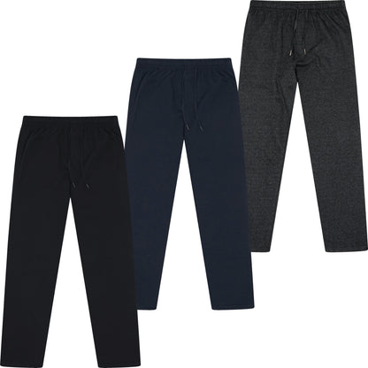 Mens Open Hem Joggers Fleece Tracksuit Bottoms Casual Lounge Pants - QHA UK