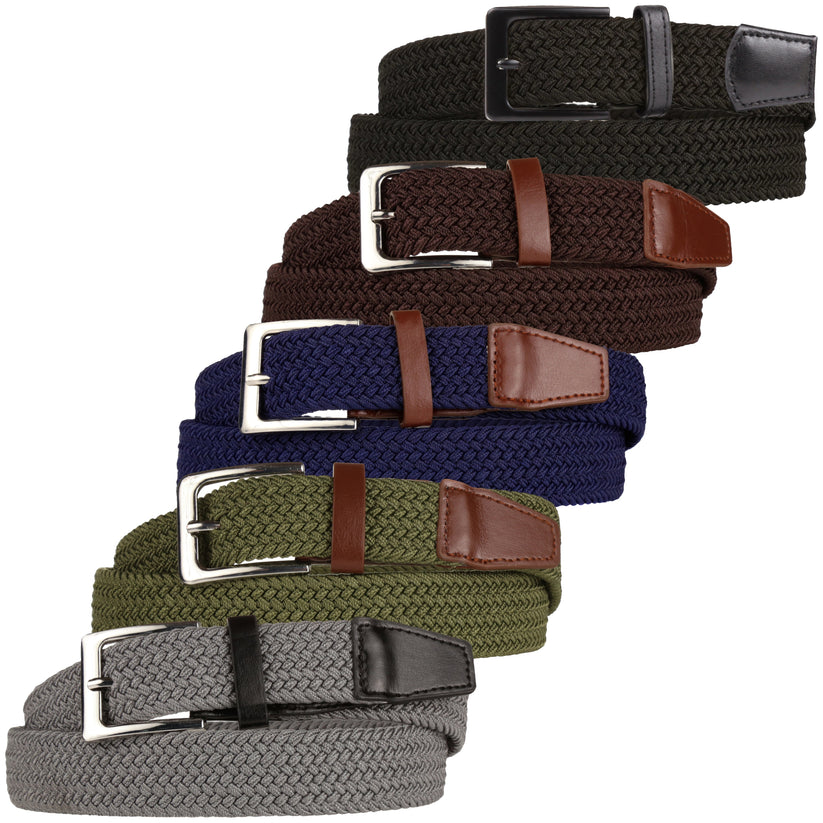 Stretchy™ Unisex Elasticated Braided Belt 1.25” Wide Adjustable Casual Work - QHA UK
