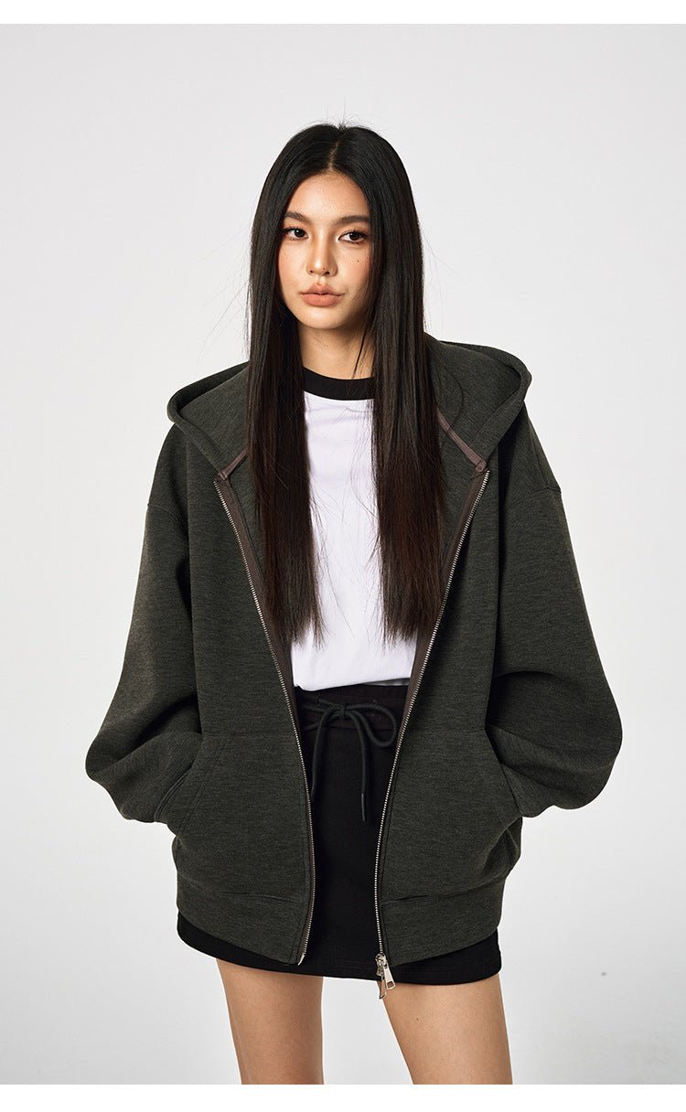 Unisex Retro Hoodie - Loose Solid Color