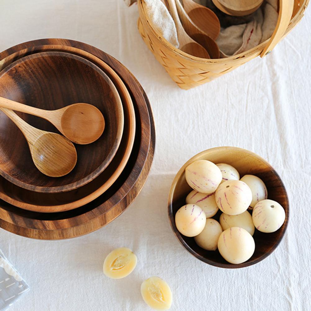Natural Wooden Bowl, Sustainable Household Fruit Bowl, Salad Bowl for Home & Restaurant, Wooden Kitchen Utensils