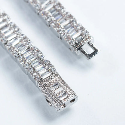 8mm Baguette Tennis Bracelet - White Gold