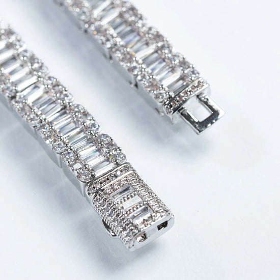 8mm Baguette Tennis Bracelet - White Gold