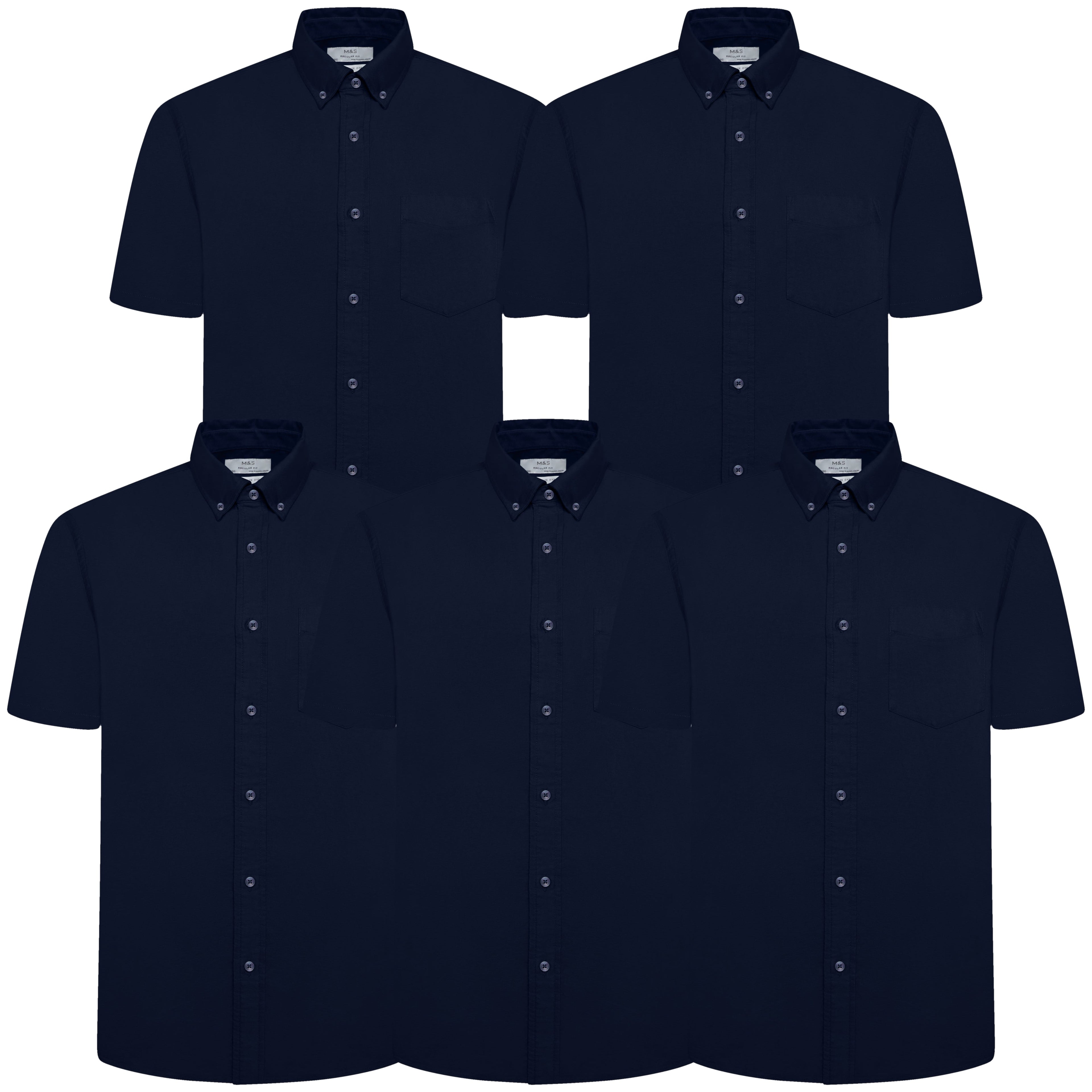 M&S Mens Cotton Oxford Shirt Short Sleeve Button Down Regular Fit