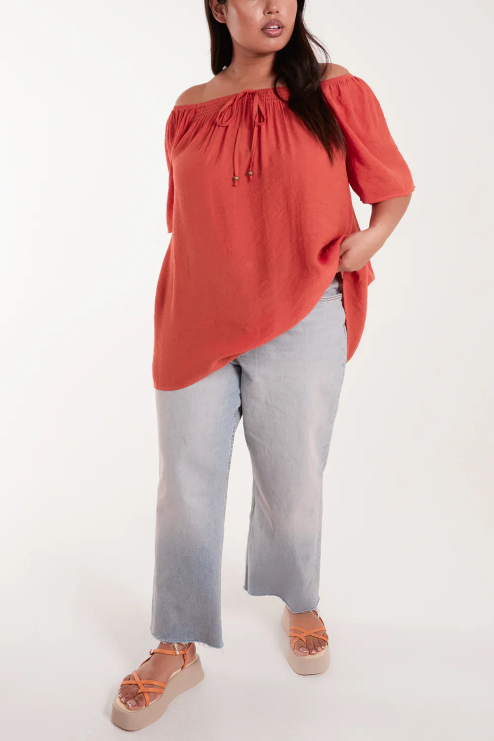 Curve Shirred Front Bardot Swing Top – Size 18–20