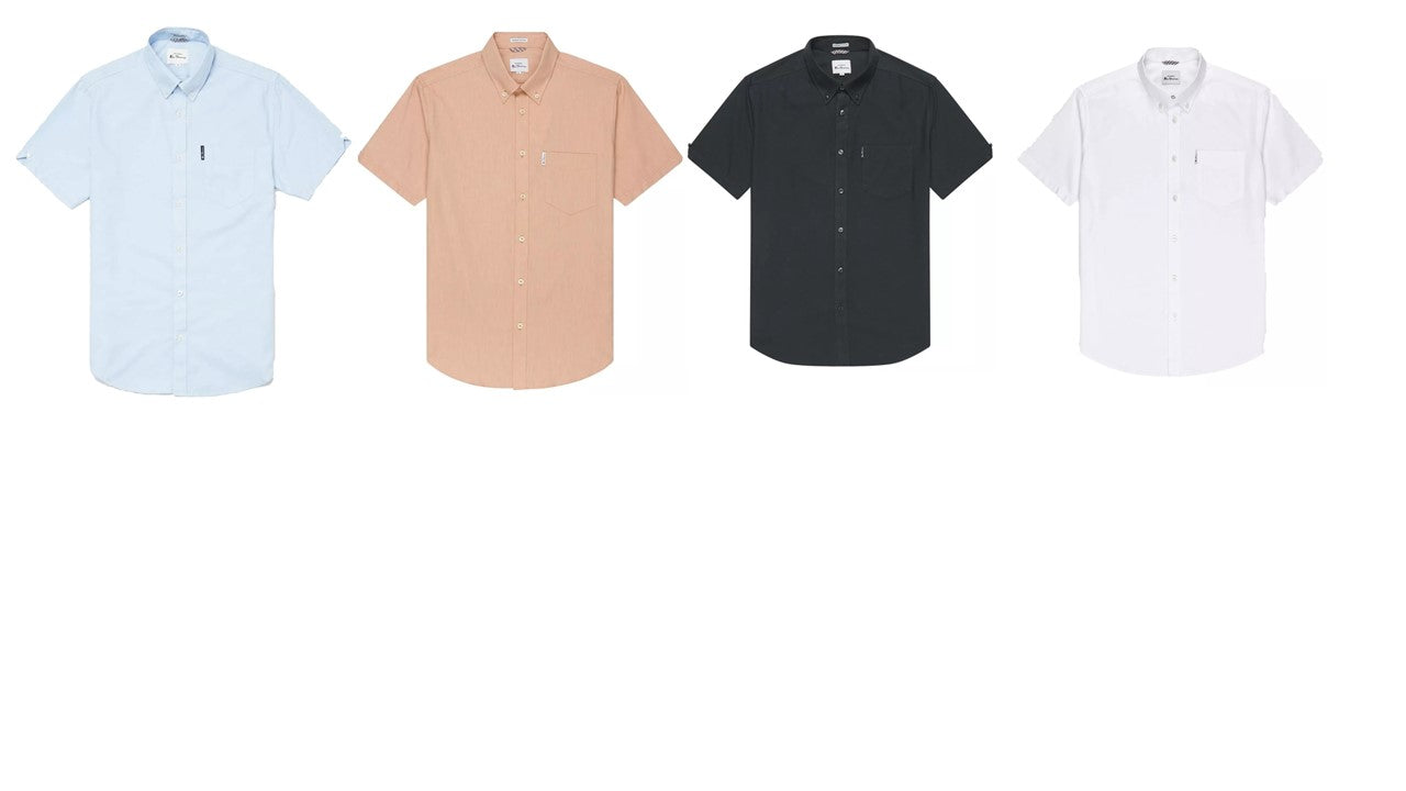 Ben Sherman Mens Big Size Short Sleeve Organic Cotton Oxford Shirt (65095) 2XL-5XL, 4 Colours