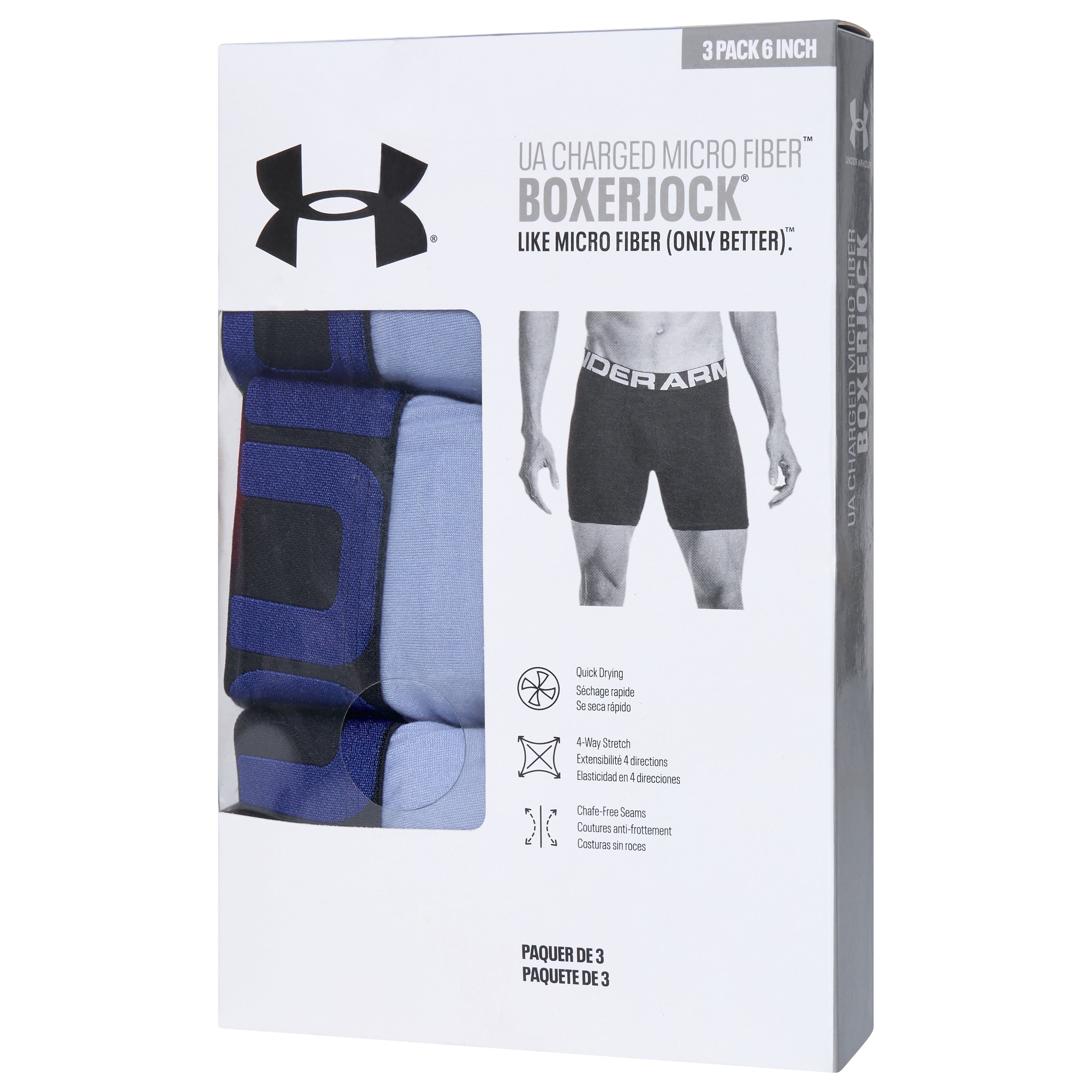 Under Armour 6" Charged Micro Fiber 3 Pack Boxerjocks