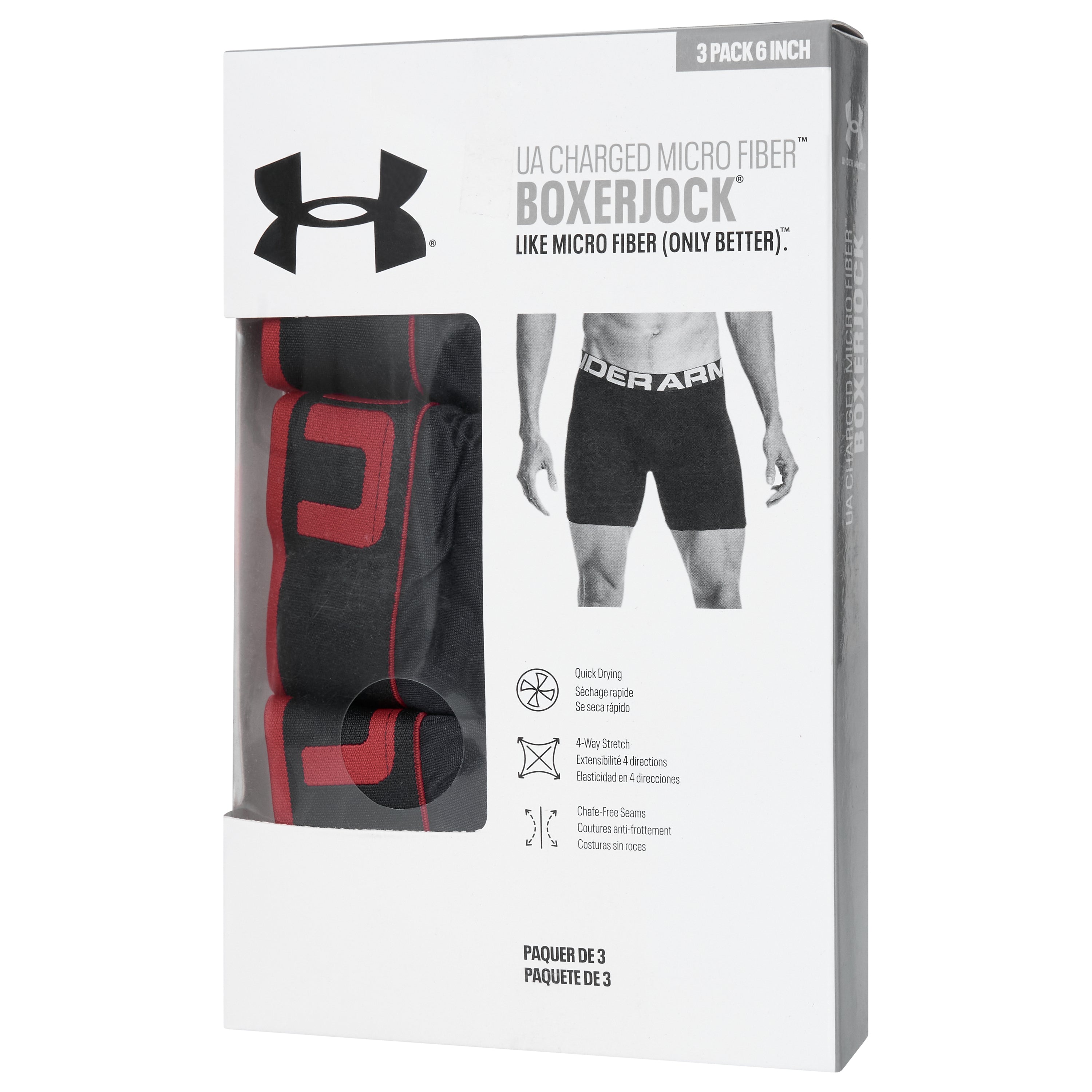 Under Armour 6" Charged Micro Fiber 3 Pack Boxerjocks