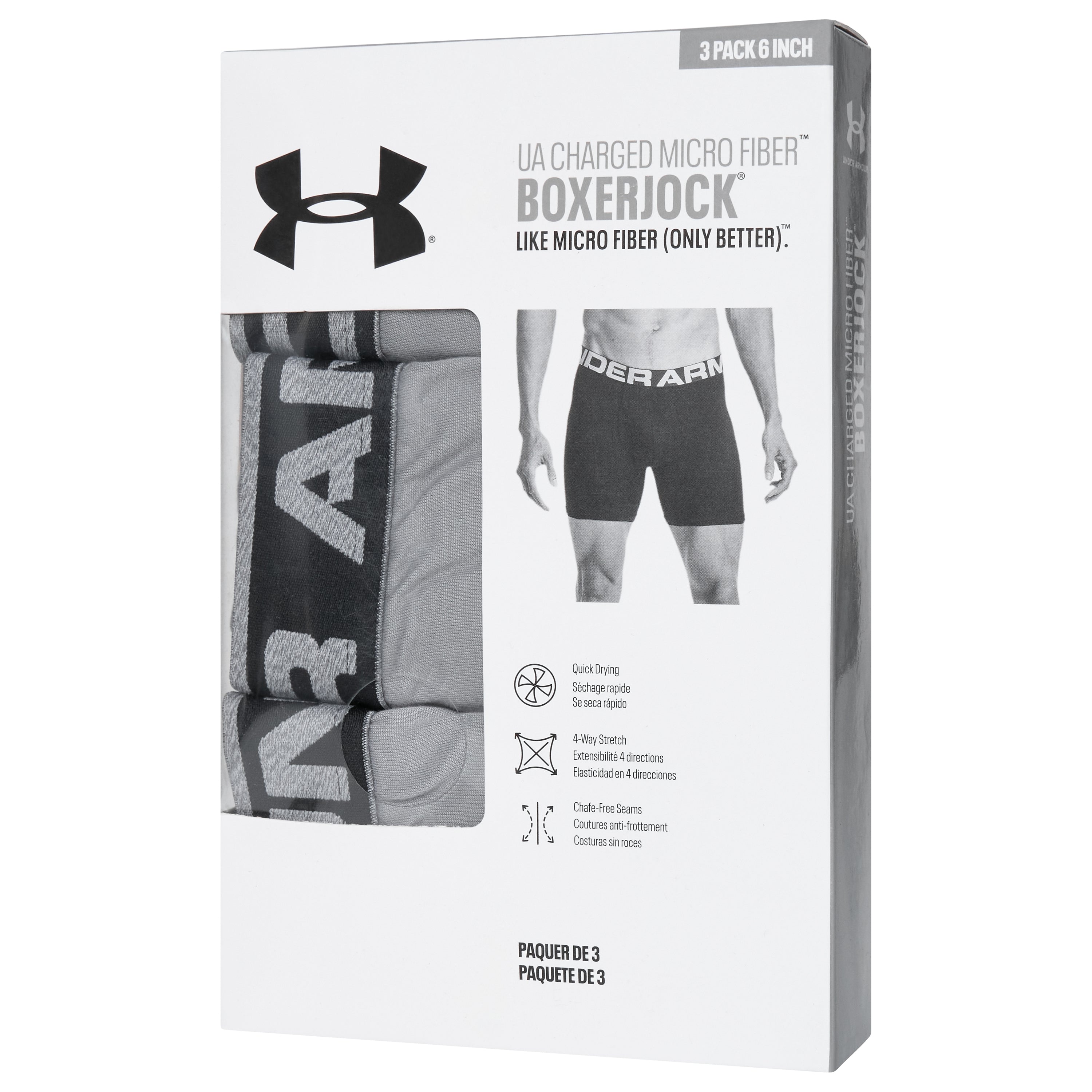 Under Armour 6" Charged Micro Fiber 3 Pack Boxerjocks